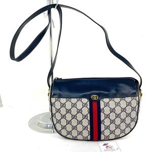 Gucci Vintage GG Blue Leather Bag